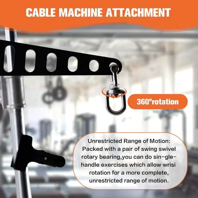 Alt view image 7 of 7 - Multi-Grip LAT Pull Down Bar for Home Gym Fitness, Spreader Plate LAT Pulldown Attachments for Pulley System Cable Machine, Double to Single Cable Attachment Exercise Handle (Black, Minimum Size)