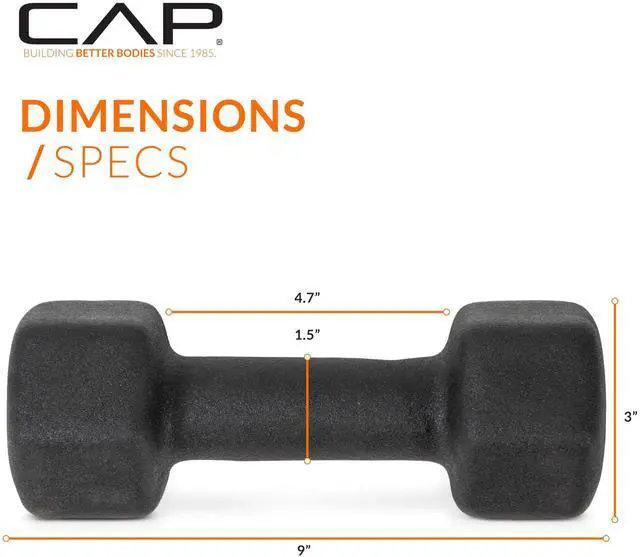 Alt view image 4 of 7 - Barbell 8 LB Neoprene Dumbbell Hand Weights - Pair | Black