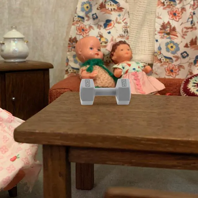 Alt view image 5 of 7 - Miniature Dollhouse Dumbbells Set 3 Pcs Tiny Gym Dumbbell Accessories 0.74 Inch Realistic Mini Fitness Props for Dollhouse Decor and Role Playing