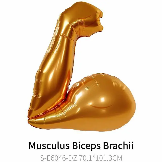 Alt view image 2 of 7 - 7Pcs Gym Birthday Party Decorations/Gold Bicep Muscle Balloon + Mini Dumbbell Balloons/Crossfit & Fitness Party Supplies for Weightlifters, MMA Fans, HIIT & Fight Night