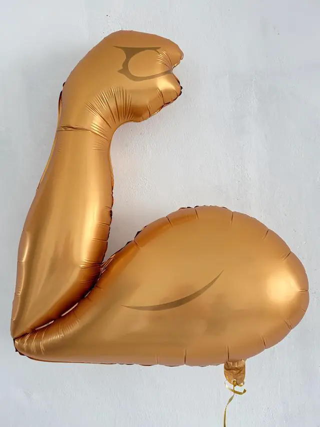 Alt view image 4 of 7 - 7Pcs Gym Birthday Party Decorations/Gold Bicep Muscle Balloon + Mini Dumbbell Balloons/Crossfit & Fitness Party Supplies for Weightlifters, MMA Fans, HIIT & Fight Night