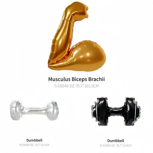 Alt view image 5 of 7 - 7Pcs Gym Birthday Party Decorations/Gold Bicep Muscle Balloon + Mini Dumbbell Balloons/Crossfit & Fitness Party Supplies for Weightlifters, MMA Fans, HIIT & Fight Night