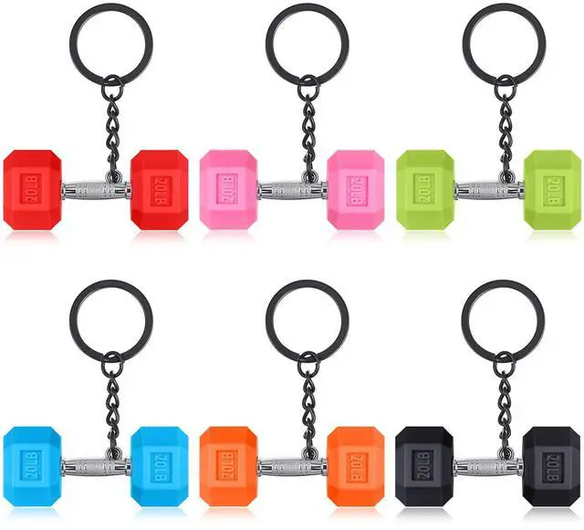 Main image of 6 Pcs Mini Dumbbell Keychain Gym Keychain Cool Gifts for Gym Rats Colorful Backpack Charm for Women Men Bag Purse Accessories Workout Fitness Enthusiast Lovers Birthday Gifts