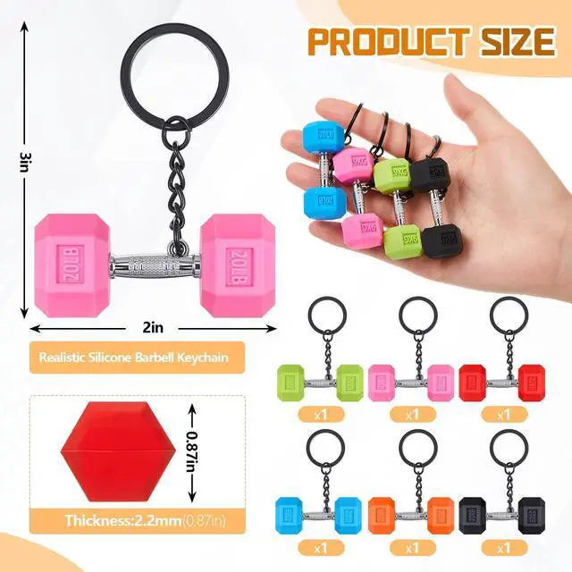 Alt view image 2 of 7 - 6 Pcs Mini Dumbbell Keychain Gym Keychain Cool Gifts for Gym Rats Colorful Backpack Charm for Women Men Bag Purse Accessories Workout Fitness Enthusiast Lovers Birthday Gifts