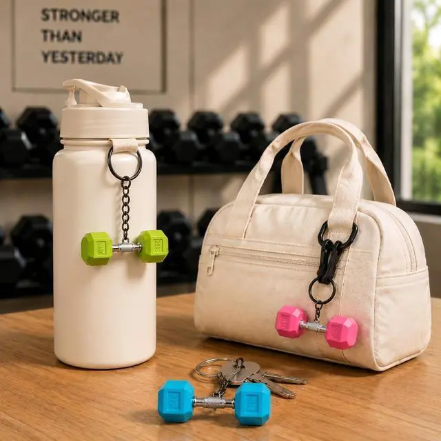 Alt view image 4 of 7 - 6 Pcs Mini Dumbbell Keychain Gym Keychain Cool Gifts for Gym Rats Colorful Backpack Charm for Women Men Bag Purse Accessories Workout Fitness Enthusiast Lovers Birthday Gifts