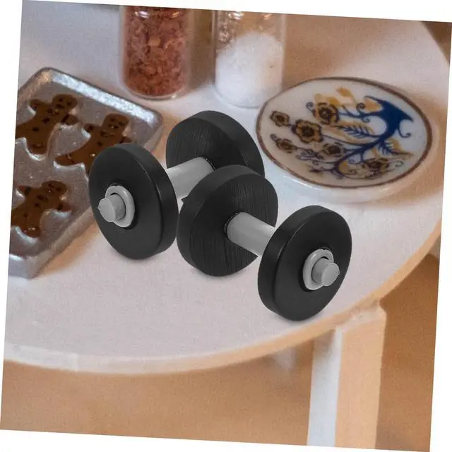 Alt view image 6 of 7 - 2pcs Miniature Dumbbell Model for Dollhouse Micro Landscape Realistic Detailed Mini Workout Equipment Tiny Fitness Props for Miniature Decoration and Display