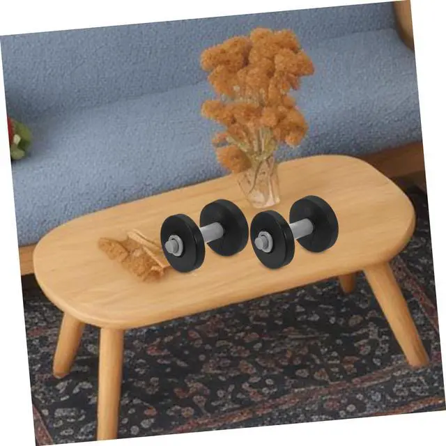 Alt view image 7 of 7 - 2pcs Miniature Dumbbell Model for Dollhouse Micro Landscape Realistic Detailed Mini Workout Equipment Tiny Fitness Props for Miniature Decoration and Display
