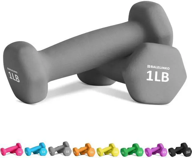 Main image of Home Gym Equipment Workouts Strength Training Weight Loss Pilates Weights Yoga Sets Free Weights for Women, Men, Seniors and Youth, 1LB Gray, Pair