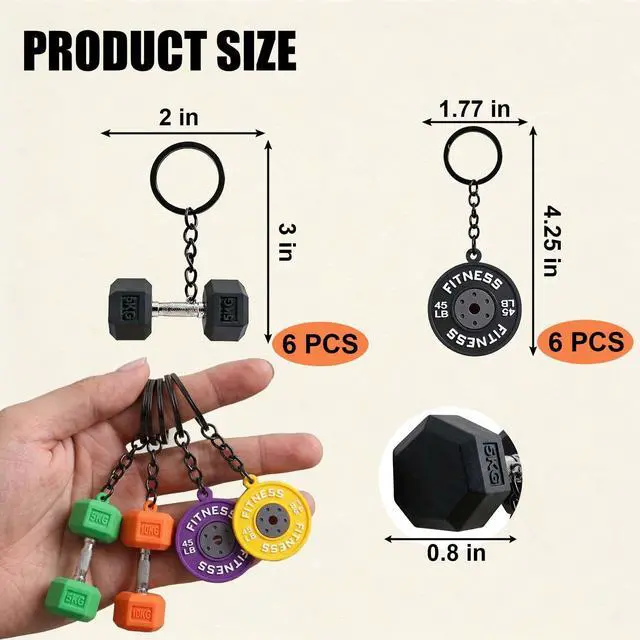 Alt view image 2 of 7 - Cute Mini Gym Keychain Set - 12 Pcs Dumbbell Weights Keychains, Funny Fitness Gifts for Women and Men, Tote Bag Backpack Purse Key Chains Charms, Workout Accessories Gift for Gym Lovers
