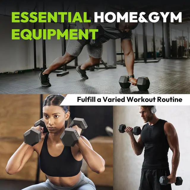 Alt view image 6 of 7 - Hex Dumbbell Rubber Encased Strength Training Dumbbells, Hand Weight For Workout & Exercise/Pair of 2.5LB