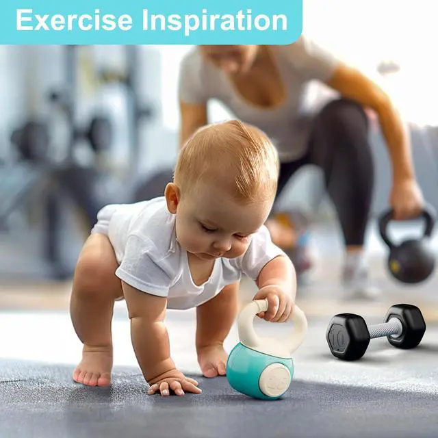 Alt view image 2 of 7 - Baby First Gym Rattle Set, Infant Dumbbell Weights Teething Rattles 3-6-12 Month, Newborn Workout Sensory Stroller Toy, Babies Birthday Shower Gift 5 7 8 9 10 Month Toddler Boy Girl-7PCS