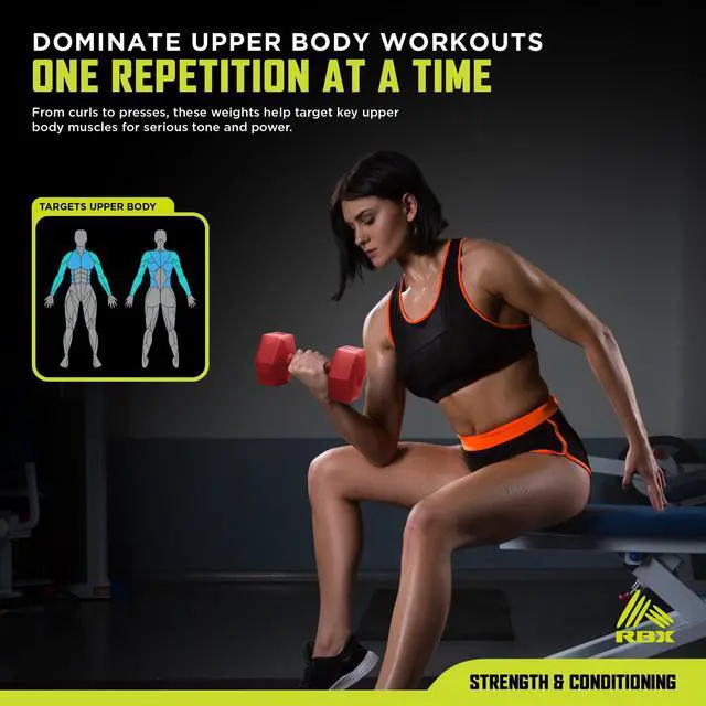 Alt view image 4 of 6 - 5LB Hexagonal Dumbbell Set, Roll-Proof Vinyl-Coated Weights, Easy Grip, Ideal for Upper Body Toning, Travel Friendly, Great for All Fitness Levels Red