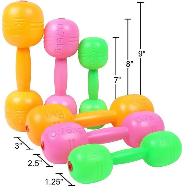 Alt view image 4 of 5 - Kids Plastic Weight Set Dumbbells Set for toddlers | Barbell Fitness Exercise Equipment for Home Gym Workout (Set of 6 pcs)