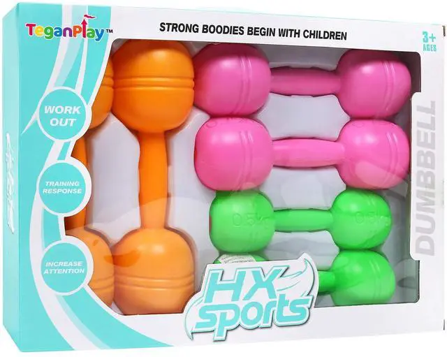 Alt view image 5 of 5 - Kids Plastic Weight Set Dumbbells Set for toddlers | Barbell Fitness Exercise Equipment for Home Gym Workout (Set of 6 pcs)