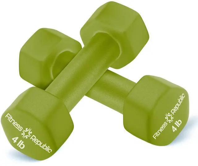 Main image of 4LB Neoprene Workout Dumbbells Set of 2 - Non Slip, Anti Roll Exercise & Fitness Dumbbells - Hex Shaped Hand weights for Men & Women - Ideal for Home and Gyms training