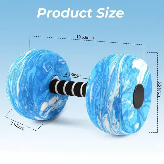 Alt view image 3 of 6 - Aquatic Exercise Dumbbells, 2PCS Water Weights for Pool Exercise, Water Aerobics Equipment High-Density EVA-Foam Pool Weights Dumbbells for Weight Loss, Pool Fitness, Water Exercise (Blue)