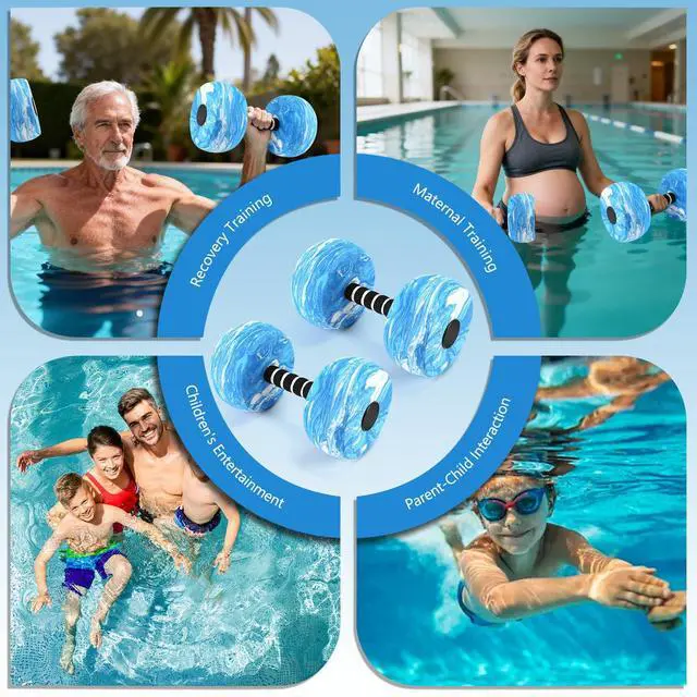 Alt view image 4 of 6 - Aquatic Exercise Dumbbells, 2PCS Water Weights for Pool Exercise, Water Aerobics Equipment High-Density EVA-Foam Pool Weights Dumbbells for Weight Loss, Pool Fitness, Water Exercise (Blue)