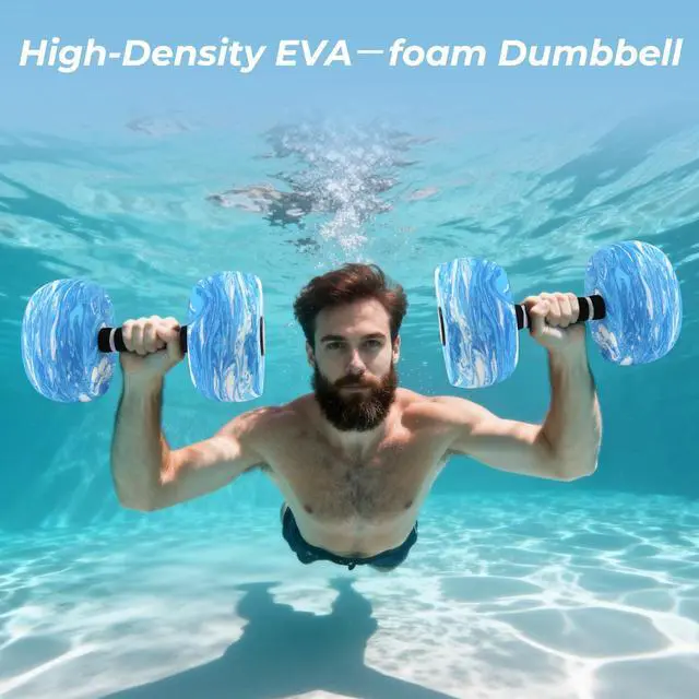 Alt view image 6 of 6 - Aquatic Exercise Dumbbells, 2PCS Water Weights for Pool Exercise, Water Aerobics Equipment High-Density EVA-Foam Pool Weights Dumbbells for Weight Loss, Pool Fitness, Water Exercise (Blue)