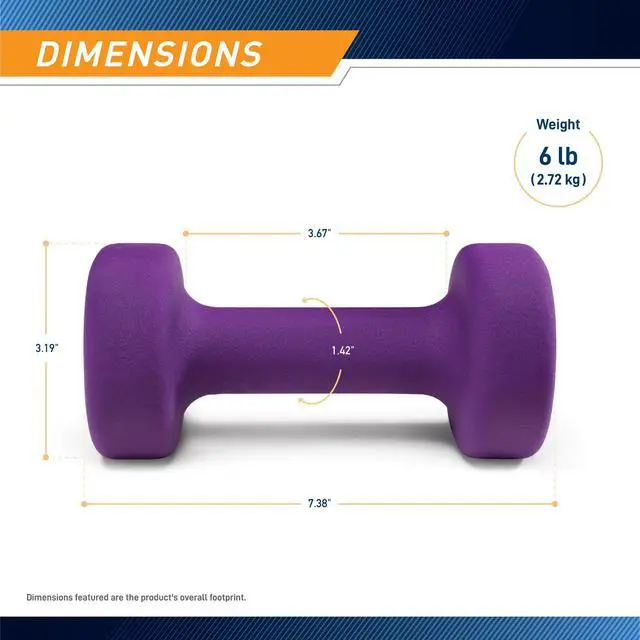 Alt view image 2 of 5 - Neoprene Dumbbell, Single Piece, 6-lb, Eggplant