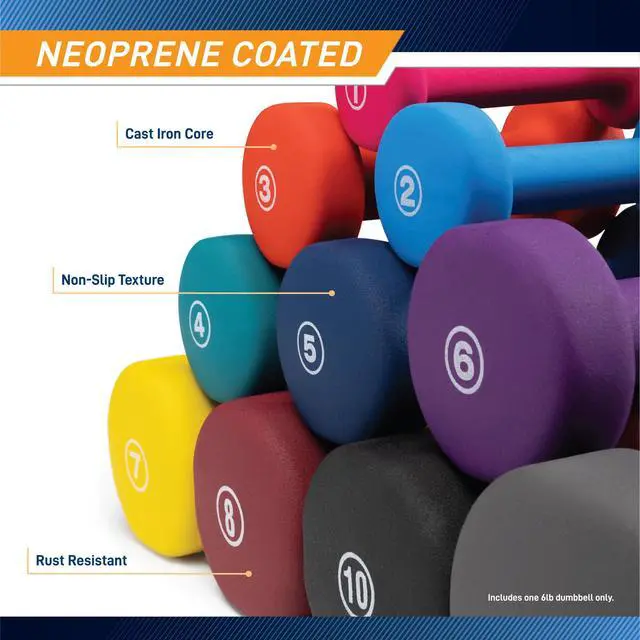 Alt view image 4 of 5 - Neoprene Dumbbell, Single Piece, 6-lb, Eggplant