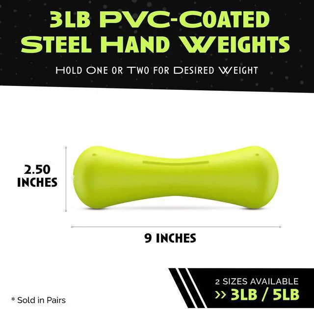 Alt view image 3 of 7 - Hand Weights, PVC Coated Steel, Texturized Rubber, Anti-Slip Grip - Dumbbell Set of 2 (3 lb), Home Gym Strength Training Free Weights For Men, Women of All Ages