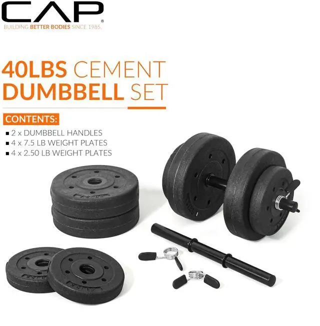 Alt view image 2 of 7 - 40-Pound Adjustable Cement Dumbbell Set Versatile Weights for Home Gym Excellence