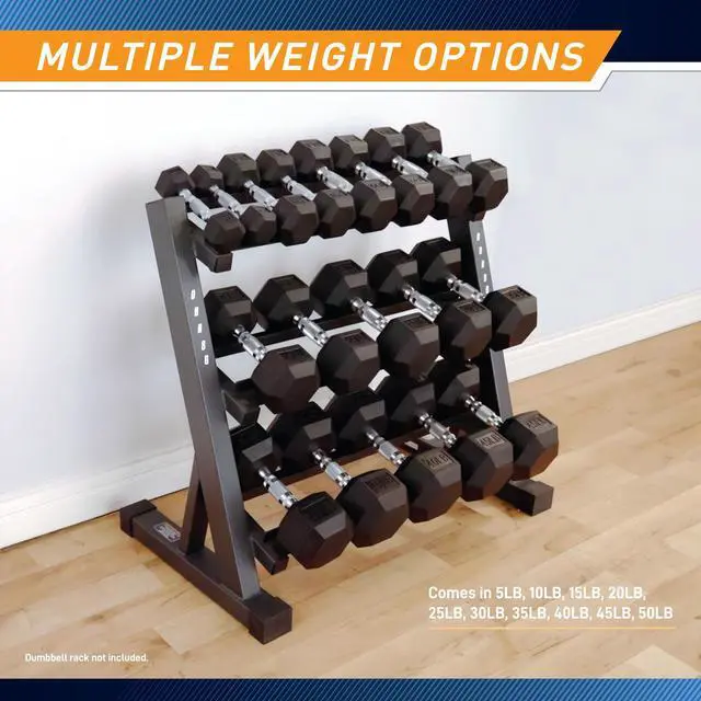 Alt view image 4 of 7 - Classic Rubber Hex Dumbbell with Knurled Grip for Strength Training and Bodybuilding 10-lbs Single Dumbbell IBRH-010