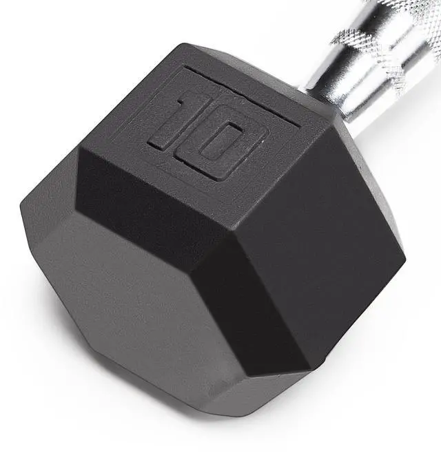 Alt view image 7 of 7 - Classic Rubber Hex Dumbbell with Knurled Grip for Strength Training and Bodybuilding 10-lbs Single Dumbbell IBRH-010