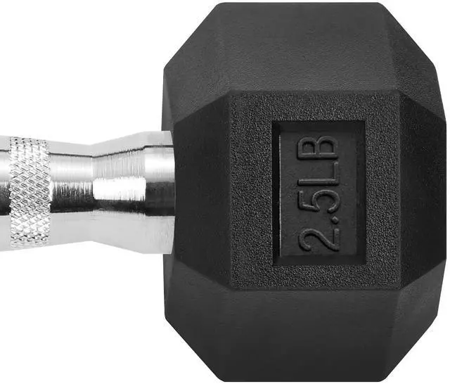 Alt view image 2 of 7 - Hex Dumbbells Rubber Coated Cast Iron Hex Black Dumbbell Free Weights for Exercises / 2.5LB Pound
