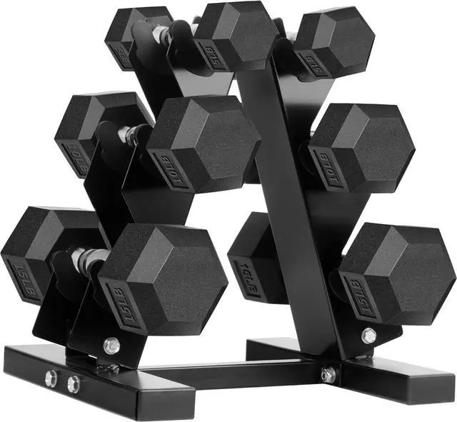 Alt view image 7 of 7 - Hex Dumbbells Rubber Coated Cast Iron Hex Black Dumbbell Free Weights for Exercises / 2.5LB Pound