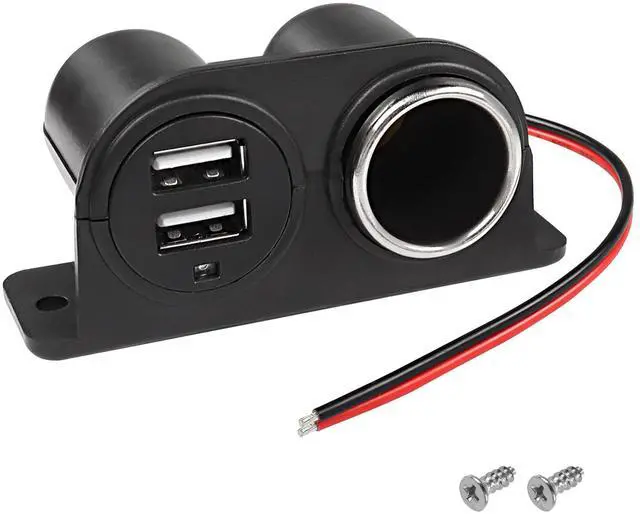 Main image of Dual USB Cigarette Lighter Socket Power Outlet Car Charger, 3.1A Dual USB + Cigarette Lighter 12/24V Power Adapter Replacement for Vehicle Truck SUV Motorcycle Boat
