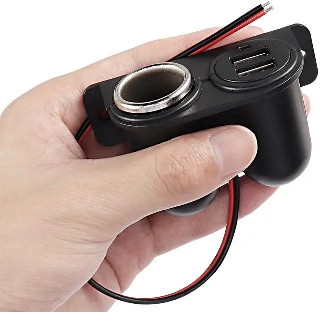 Alt view image 2 of 7 - Dual USB Cigarette Lighter Socket Power Outlet Car Charger, 3.1A Dual USB + Cigarette Lighter 12/24V Power Adapter Replacement for Vehicle Truck SUV Motorcycle Boat