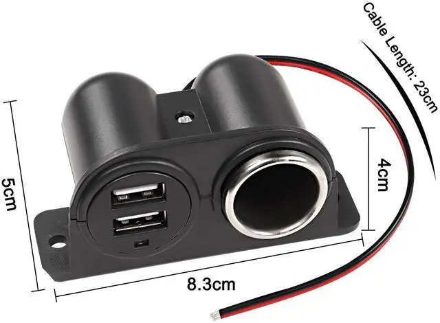 Alt view image 6 of 7 - Dual USB Cigarette Lighter Socket Power Outlet Car Charger, 3.1A Dual USB + Cigarette Lighter 12/24V Power Adapter Replacement for Vehicle Truck SUV Motorcycle Boat