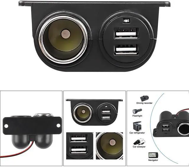 Alt view image 7 of 7 - Dual USB Cigarette Lighter Socket Power Outlet Car Charger, 3.1A Dual USB + Cigarette Lighter 12/24V Power Adapter Replacement for Vehicle Truck SUV Motorcycle Boat