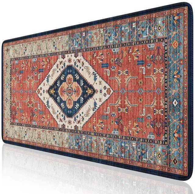 Main image of Rug Desk Mat Retro,Extra Large Desk Pad Non Slip,XXL Keyboard Mat for Home,Long Extended Gaming Mouse Pad with Stitched Edges,Desk Cover Mat for Office Decor (Brown)