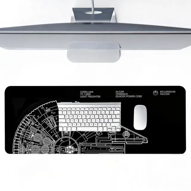 Main image of Large Gaming Mouse Pad, Desk Mat Extended XXL Keyboard Desk Pad with Non-Slip Base, 31.5x11.8 inch Black Gamer Mousepad for Office, Home & Gaming Room Decor (Spaceship Sci-f-1)