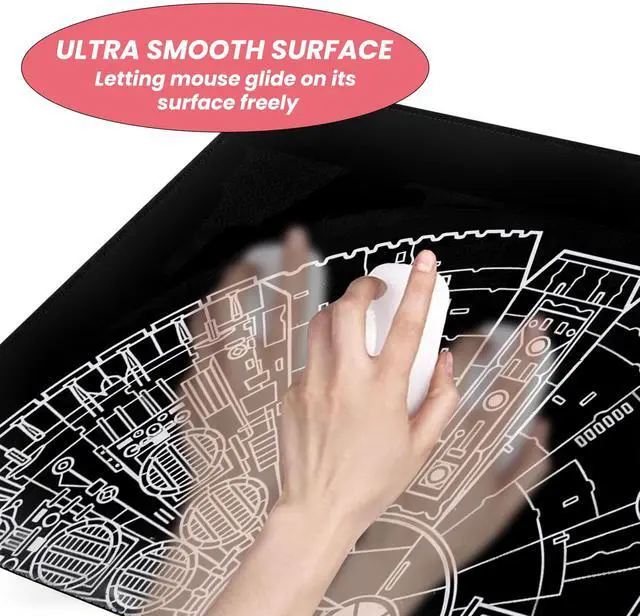 Alt view image 4 of 7 - Large Gaming Mouse Pad, Desk Mat Extended XXL Keyboard Desk Pad with Non-Slip Base, 31.5x11.8 inch Black Gamer Mousepad for Office, Home & Gaming Room Decor (Spaceship Sci-f-1)