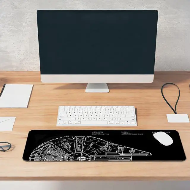 Alt view image 6 of 7 - Large Gaming Mouse Pad, Desk Mat Extended XXL Keyboard Desk Pad with Non-Slip Base, 31.5x11.8 inch Black Gamer Mousepad for Office, Home & Gaming Room Decor (Spaceship Sci-f-1)