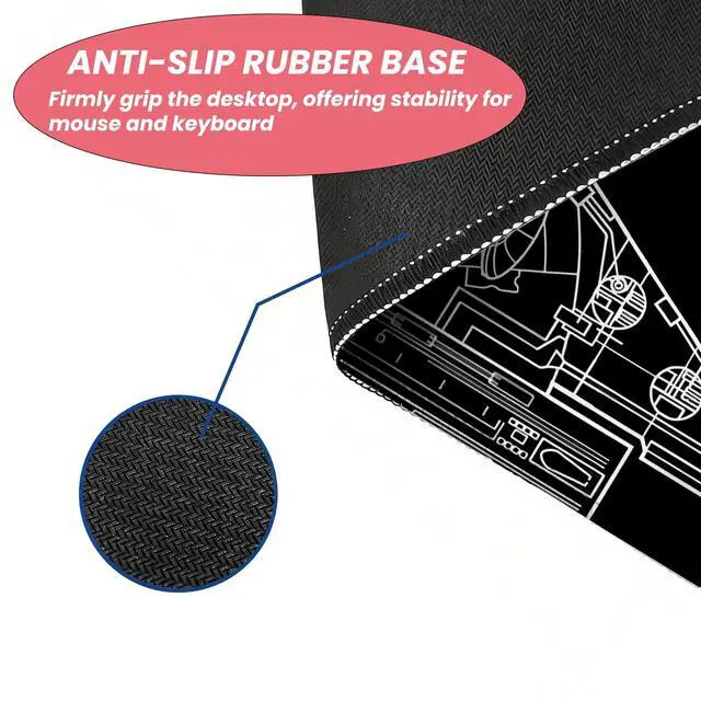 Alt view image 3 of 7 - Large Gaming Mouse Pad, Desk Mat Extended XXL Keyboard Desk Pad with Non-Slip Base, 31.5x11.8 inch Black Gamer Mousepad for Office, Home & Gaming Room Decor (Spaceship Sci-f-1)