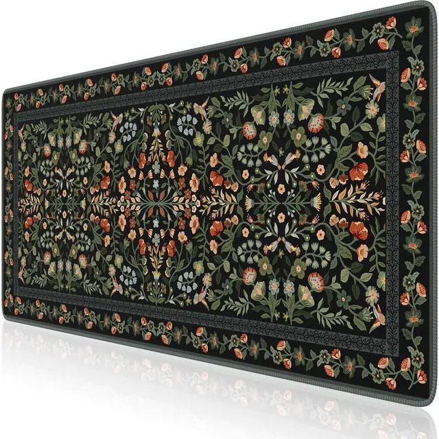 Main image of Desk Mat for Keyboard and Mouse, Large Mouse Pad, Desk Pad Mat, Anti-Slip Big Mousepad with Stitched Edges for Computer Desktop(Floral)