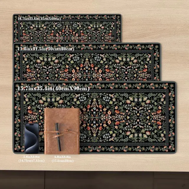 Alt view image 2 of 7 - Desk Mat for Keyboard and Mouse, Large Mouse Pad, Desk Pad Mat, Anti-Slip Big Mousepad with Stitched Edges for Computer Desktop(Floral)