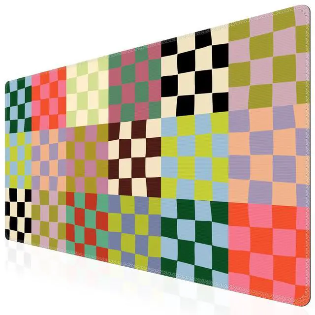 Main image of Checkered Desk Mat, Cute XXL Large Mouse Pad for Desk Cover, Anti-Slip Big Mousepad with Stitched Edges, Keyboard Mat for Computer Desktop Protector (Retro Checkered)