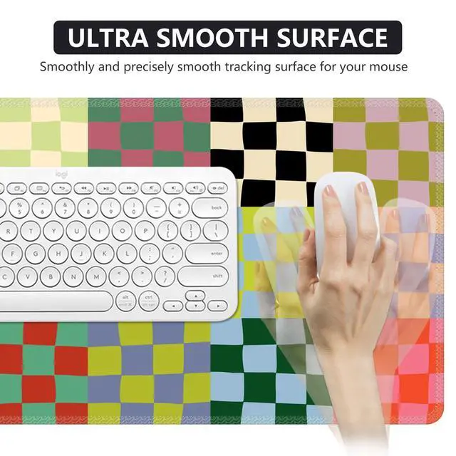 Alt view image 5 of 7 - Checkered Desk Mat, Cute XXL Large Mouse Pad for Desk Cover, Anti-Slip Big Mousepad with Stitched Edges, Keyboard Mat for Computer Desktop Protector (Retro Checkered)