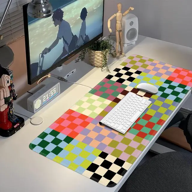 Alt view image 6 of 7 - Checkered Desk Mat, Cute XXL Large Mouse Pad for Desk Cover, Anti-Slip Big Mousepad with Stitched Edges, Keyboard Mat for Computer Desktop Protector (Retro Checkered)