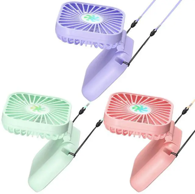 Main image of 3 Pcs Mini Handheld Fan Bulk Rechargeable Portable Personal Neck Fan Small Foldable Hands Free with USB Gifts for Travel Summer Concerts Vacation Outdoor 3 Speed(Purple, Light Green, Pink)