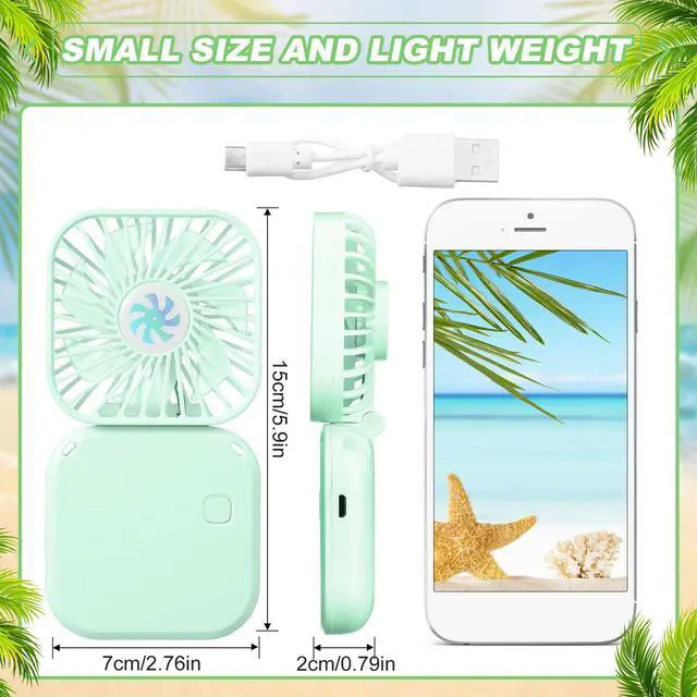 Alt view image 2 of 6 - 3 Pcs Mini Handheld Fan Bulk Rechargeable Portable Personal Neck Fan Small Foldable Hands Free with USB Gifts for Travel Summer Concerts Vacation Outdoor 3 Speed(Purple, Light Green, Pink)