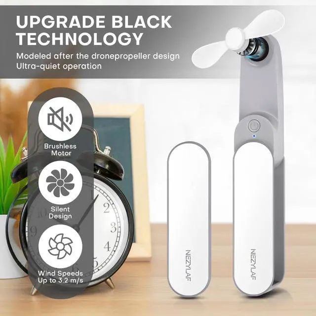 Alt view image 2 of 7 - Portable mini handheld Fan, small Rechargeable Personal Fan for 9-15 Hours Runtime, Pocket Design for Travel/Women Essentials/vacation/beach/vacation/airplane/disney