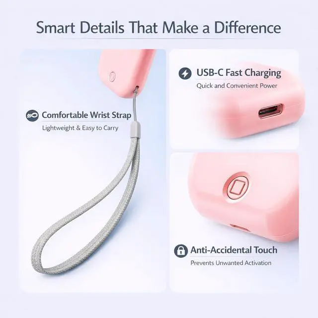 Alt view image 5 of 7 - Mini Fan Small Portable Fans: 5 Speeds Personal Makeup Handheld Fans USB Rechargeable, Lightweight Home Office Outdoor Travel, Kids, Summer Essentials, Gift for Women and Girls