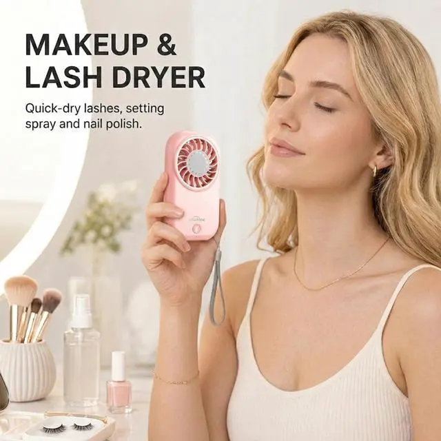 Alt view image 7 of 7 - Mini Fan Small Portable Fans: 5 Speeds Personal Makeup Handheld Fans USB Rechargeable, Lightweight Home Office Outdoor Travel, Kids, Summer Essentials, Gift for Women and Girls