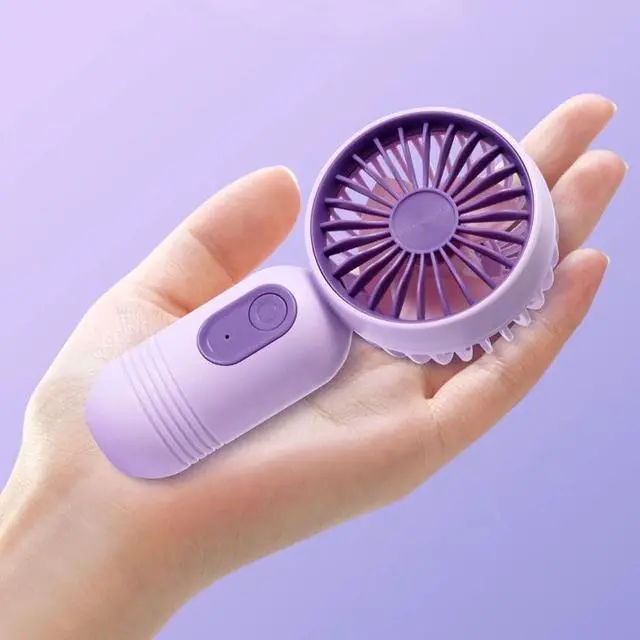 Alt view image 7 of 7 - 2 Pack Mini Handheld Fans, USB Rechargeable Personal Fans with 3 Speeds, Small Portable Purse Fans, Battery Operated Eyelash Fan for Desk, Commuting, Travel, Make up